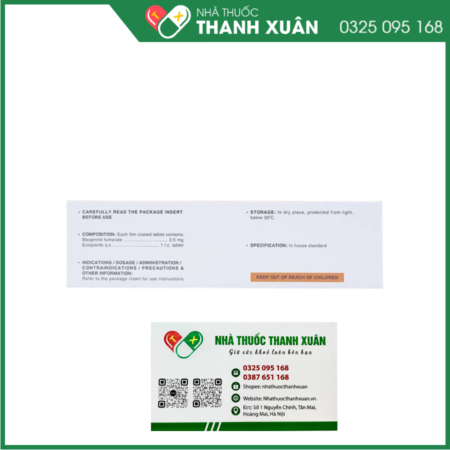 Corneil 2,5 điều trị tăng huyết áp, đau thắt ngực, suy tim mạn tính